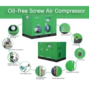 Compresseur d'air rotatif à piston à vis, sans huile, refroidi par air, silencieux, stationnaire, pour hôpitaux, bus et camions - Product Image 4