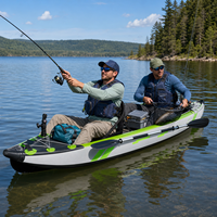 Kayak gonflable pour 2 personnes avec pagaie, pompe, aileron et kit de réparation, en PVC, plus de 4 m de long, pliable