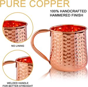 UNISWEET Tazze Classiche Fatte a Mano per Moscow Mule, Bevande Fredde, Cocktail, Birra, Vino, Feste e Bar - Product Image 3
