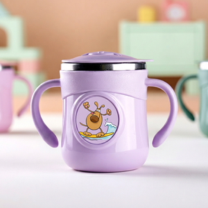 ANAX PUFFY STEEL <b>MUG</b> 8oz Kids Insulated Tumbler Cartoon Design Dishwasher Safe Handle Leak Resistant Portable <b>Thermal</b> <b>Mug</b> School - Product Image 1