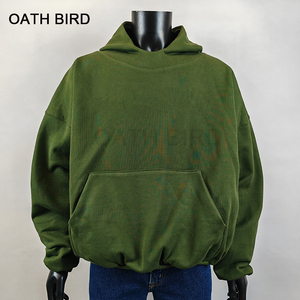 <span class=keywords><strong>Kanye</strong></span> <span class=keywords><strong>West</strong></span> personnalisé double couche surdimensionné épaule tombante Vintage lavé Street Wear poids lourd conception personnalisée pull à capuche vierge - Product Image 1