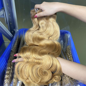 Lots de Cheveux Vierges Vietnamiens Double Drawn en Gros # Extensions de cheveux Remy tissées à la main, ondulées, blond miel, 18-26 pouces - Product Image 4