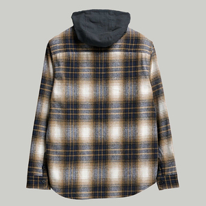 Custom Soft Cotton Flannel <strong>Hoodie</strong> Men High Quality Chest Pockets Men <strong>Check</strong> Flannel Hooded <strong>Shirt</strong> - Product Image 4