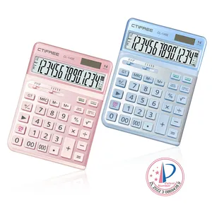 Colorful Pink Calculator Manufacturer CT-140E 2 Way Power Battery Solar Standard Function Office Calculators China