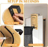 Panier à linge en bois en forme de panier de basket – Panier à linge suspendu à la porte avec cordon de serrage, solution gain de place pour vêtements sales pour enfants