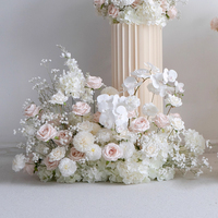 Arrangement personnalisé de fleurs d'hortensia rose blanche Centre de table de mariage de fleurs artificielles Centre de table boule de fleurs