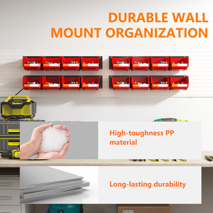 LEADLOONG Pièce de garage en plastique métal rouge Pièces organisées <span class=keywords><strong>Bin</strong></span> <span class=keywords><strong>Rack</strong></span> 49.7*11.4 CM/19.6*4.5 INCH Montage mural Organisation Durable - Product Image 3