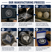 Moneda de desafío personalizada de doble cara esmaltada OEM ODM 3D 2D en relieve para bomberos, EMS, correcciónal, golf, conmemorativa, coleccionable, en caja
