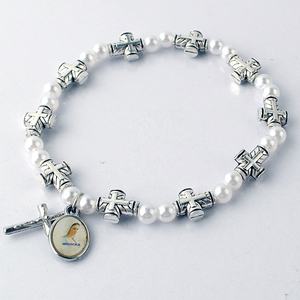 <span class=keywords><strong>Medjugorje</strong></span> Medaglia con perline In Metallo e Perle perline braccialetto elastico - Product Image 5