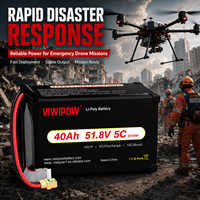 بطارية طائرة بدون طيار للطوارئ من VIWIPOW، 14S 40Ah 51.8V ليثيوم ليبو عالية الطاقة سريعة الشحن