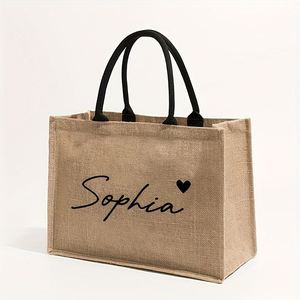 Sac de plage en lin personnalisé avec motif uni, cadeau portable pour femmes et couples, pour le rangement des articles de toilette en voyage - Product Image 1
