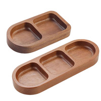 Nampan Bumbu Kayu dengan Logo Custom, 3 Sekat untuk Saus Celup, Bumbu, dan Camilan