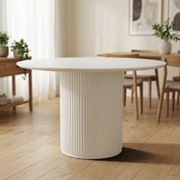 Table à manger blanche design moderne, 48 pouces, base sur piétement, plateau en MDF imperméable, pour appartement et hôtel, prix usine Chine