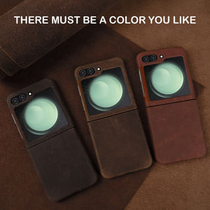 Para Samsung <span class=keywords><strong>Galaxy</strong></span> Z <span class=keywords><strong>Flip</strong></span> 5 Funda plegable de cuero genuino para Samsung Z <span class=keywords><strong>Flip</strong></span> 4 3 Funda de teléfono de lujo vintage - Product Image 6