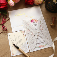 Cartes d'invitation de mariage personnalisées en gros, découpées au laser, avec paillettes, invitations de fiançailles, invitations de mariage, cartes d'invitation de mariage