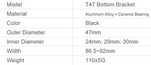 Boîtier de pédalier de vélo à roulements céramiques BB T47 Filetage 68mm 73mm 86.5mm BSA 68mm 73mm pour VTT et vélo de route Mouvement central DUB - Product Image 2