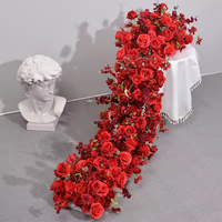 Rangée de fleurs artificielles pour décoration de mariage, arrangement de fleurs de 1 m, chemin de table en fleurs artificielles