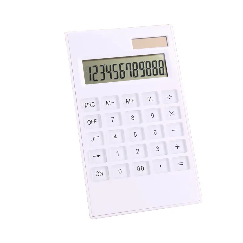 Calculadora solar de cristal de 12 dígitos, calculadora de doble potencia con botón de cristal, venta al por mayor