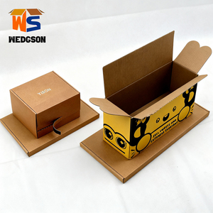 Boîte en carton personnalisée avec impression de logo, boîtes en carton ondulé jaunes avec bande détachable, fermeture rapide à décoller - Product Image 3