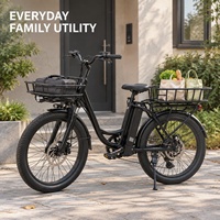 Vélo cargo familial électrique pour le quotidien avec cadre à enjambement bas et batterie amovible 36V pour les trajets urbains