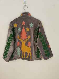 Veste en velours Suzani, style bohème, brodée de fleurs, veste tribale ouzbek artisanale, vêtement extérieur artistique - Product Image 6