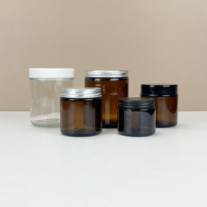 Custom Luxury Amber <b>Empty</b> Glass Candle <b>Jar</b> With Screw Metal Lid 50g 60g 100g 150g 200g 250g clear Candle <b>Jar</b> Container - Product Image 4