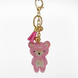 Charme de <span class=keywords><strong>sac</strong></span> mignon et doux en forme d'ours <span class=keywords><strong>rose</strong></span> et bleu, porte-clés pour femmes, alliage, strass, animal, couleur or, pompon, porte-clés - Product Image 5