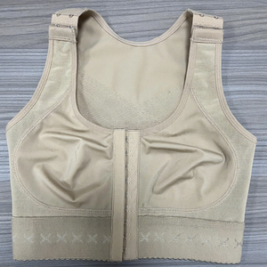 Sujetador sin mangas de alta compresión personalizado con cierre frontal, sin costuras, moldeador, con tirantes anchos y cierre de corchetes, ideal para verano, de nailon. - Product Image 1