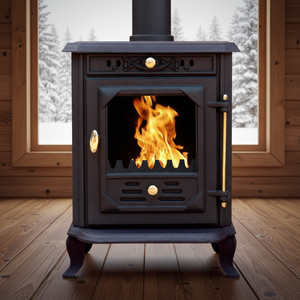 Stufa a Legna Premium per Interni con Cornice Decorativa, Caminetto in Ghisa <span class=keywords><strong>di</strong></span> Alta Qualità per Riscaldamento Domestico - Product Image 1