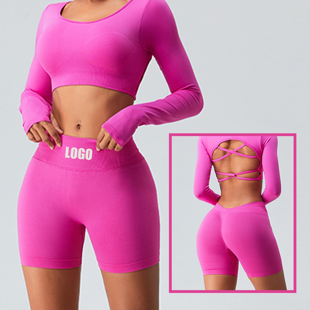2023 New Workout Gym Scrunch Butt Seamless Tight Sports Nylon High Waist Crossover V Back Leggings Yoga Shorts