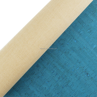 INFOCORK Portugis-kulit PU sintetis tekstur kayu bambu biru untuk tas, dompet & sepatu