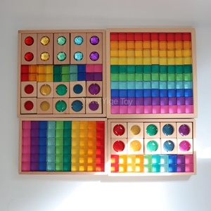 Bloques de construcción de madera acrílica con gemas de arcoíris, caleidoscopio, cubos de Lucite, juguetes sensoriales, gran tamaño, 35 piezas - Product Image 6