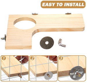 5 Juegos de Accesorios para Jaula de Hámster, Plataforma de Madera para <span class=keywords><strong>Chinchilla</strong></span>, Plataforma de Juego de Madera con Orificios Redondos <span class=keywords><strong>en</strong></span> Forma de L - Product Image 4