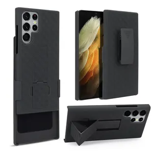 2022 new arrival weave holster combo phone case for samsung s22 plus s22 ultra