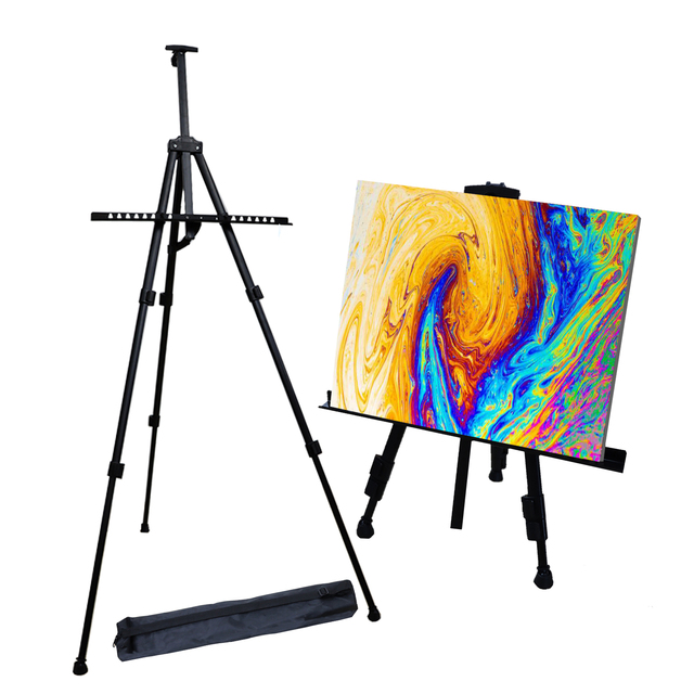 PENGLONG Thick Aluminum Tripod Painting Easel Adjustable Height 50-160cm Storage Bag for Canvas Wedding Signs Display Racks