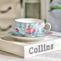Set Cangkir dan Piring Teh Keramik Mewah Gaya Eropa, Cangkir Teh Sore Hari dan Mug Kopi untuk Rumah Tangga ala Inggris