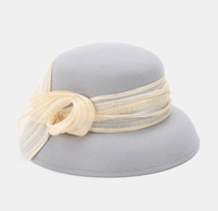 A120502 Hepburn estilo Cloche sombreros elegantes señoras Iglesia sombrero Fedoras Bowler Cap Otoño Invierno nuevo estilo lana Fedora sombrero