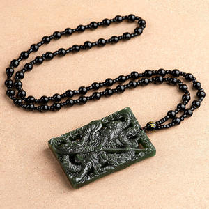 Pendentif Dragon Guan Yu en Jade de Hotan Naturel pour Homme, Vente en Gros de Jadeite, Cadeau avec Certificat d'Expertise HT07 - Product Image 4