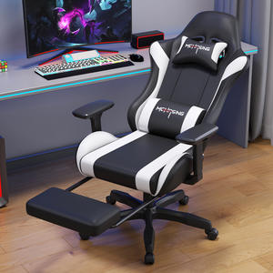 Silla ergonómica de lujo para juegos con respaldo alto y reposapiés Material de diseño de cuero moderno Silla ergonómica para juegos de ordenador - Product Image 2