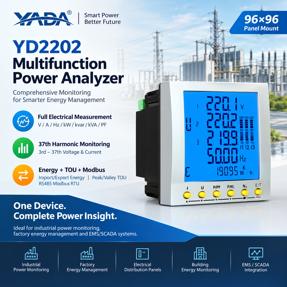 Three Single Phase Power Analyzer Meter 96x96 With Rs485 Modbus Rtu ...
