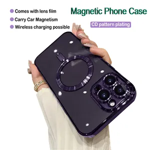 Cajas fuertes magnéticas a prueba de golpes transparentes galvanizadas Tpu para Iphone 15 14 13 Pro Max