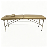 Table de massage portable pliable en acier inoxydable durable à 2 sections pour spa et institut de beauté