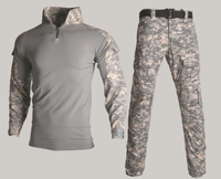 Vente chaude Uniformes Tactiques Camouflage T-shirt À Manches Longues Pantalon Ensemble Tactique Rip-stop Vert Hommes Uniformes Costume