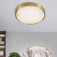 Plafonnier rond en marbre naturel avec cadre en laiton, lampe LED encastrée pour chambre à coucher et salon
