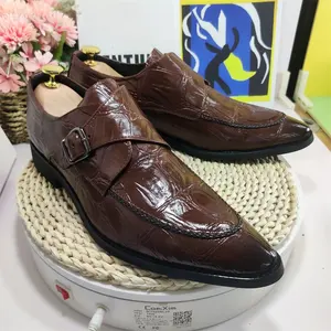 Pointy Toe Monk Strap Shoes Size 38-48 Classic Design Wholesale Wedding Party Footwear Men Leather Shoes