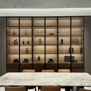 Mueble <span class=keywords><strong>Bar</strong></span> Moderno de Madera Personalizado, Fácil de Montar, Mueble para el Hogar, Almacenamiento de Licores, Vitrina con Puerta de Vidrio, Estante para Botellas de Vino - Product Image 1
