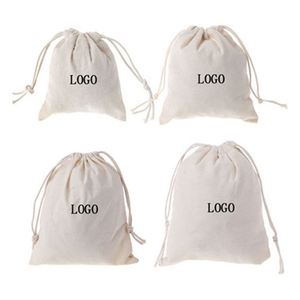 Pochette en toile de coton beige avec cordon de serrage - Sac cadeau durable multi-tailles avec logo personnalisé - Product Image 3