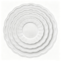 Service de table élégant en porcelaine fine blanche gaufrée, assiettes à steak en céramique française, bols festonnés pour la maison et la restauration