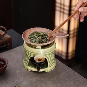 Réchaud à alcool gris cendré minimaliste, série pièce unique, accessoire de chauffe-thé pour décoration de table à thé, infuseur parfum cèdre - Product Image 2