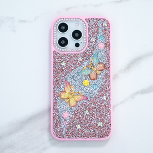 New Dễ Thương 3D long lanh bướm Bling sang trọng Rhinestone nạm trường hợp đối với TECNO Spark 40 Pro + Điện thoại Cover quay lại cho cô gái - Product Image 4